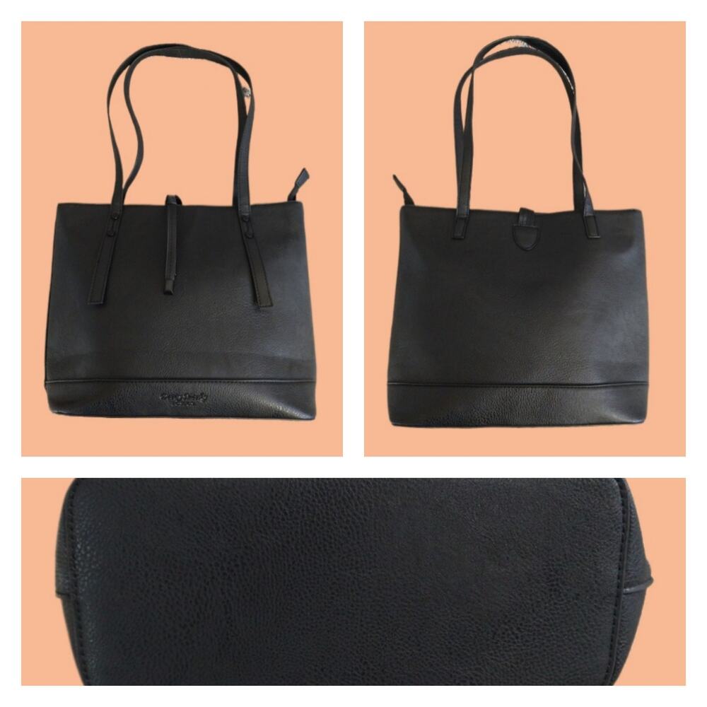 Darcy Marks London Black Tote Bag 11x11 Faux Leather Classic Purse
